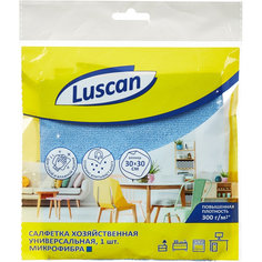 Салфетка хозяйственная Luscan микрофибра 30х30 см синяя 300 г/кв.м, 957391