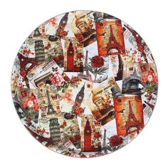 Поднос круглый с антискользящим покрытием 862-334 пластик 35,5 х 35,5 х 3 см в ассортимент No Brand