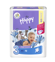 Подгузники для детей Bella Baby Happy Midi по 72 шт. вес 5-9 кг