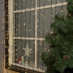 Гирлянда «Занавес» 2 × 6 м, IP44, УМС, тёмная нить, 1440 LED, свечение тёплое белое, 220 В Luazon Lighting