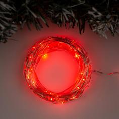 Гирлянда Нить 10 м роса IP20 серебристая нить 100 LED свечение красное 12 В Luazon Lighting