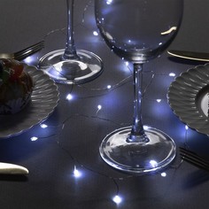 Гирлянда «Мишура» 1 м роса, IP20, серебристая нить, 20 LED, свечение белое, CR2032х2 Luazon Lighting