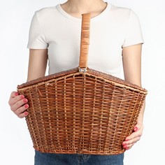 Корзина для пикника с крышкой , 42х28 Н27/46 см No Brand