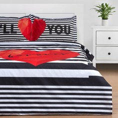 Комплект: пододеяльник и 2 наволочки Love Forever 143*215 см, 50*70+3 см - 2 шт No Brand