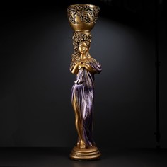 Фигура с кашпо "Девушка стоя с цветами" фиолетовая, 104х23х25см Хорошие сувениры