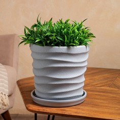 Горшок для цветов "Дюна", серый, шелк, керамика, 5 л