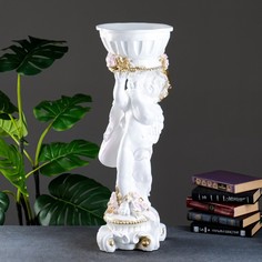 Фигурное кашпо "Ангел с розами", бело-золотой, 1,8 л/ 24х27х70см Хорошие сувениры
