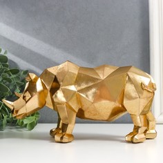 Сувенир полистоун 3D "Золотой носорог" 25,1 см No Brand