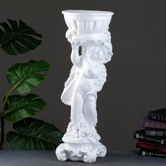 Фигурное кашпо "Ангел с розами", белый, 1,8 л/ 24х27х70см Хорошие сувениры