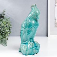 Сувенир керамика "Попугай" бирюзовый шамот 28х11х12 см No Brand