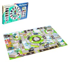 Игровой набор «Город», 24 металлические машинки с запуском и игровое поле No Brand