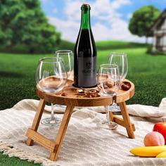Подставка для вина и закусок Макабео, раскладная, массив дуба No Brand