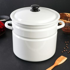 Кастрюля цилиндрическая, 10 л, без деколи, цвет белый No Brand