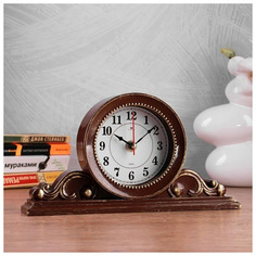 Часы настольные "Милица", плавный ход, 26 х 14 см, корпус коричневый с золотом Рубин