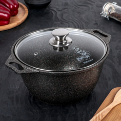 KUKMARA Кастрюля Granit ultra, 3 л, стеклянная крышка, антипригарное покрытие
