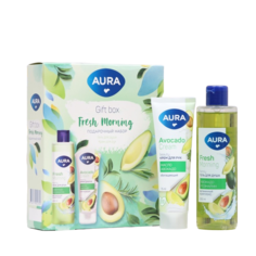 Подарочный набор AURA "Авокадо и розмарин": гель для душа 250 мл+Крем для рук 75 мл