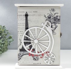Ключница дерево "Эйфелева башня. Велосипед" 29,5х21,8х5,8 см No Brand