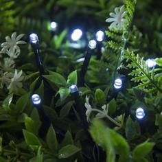 Гирлянда Нить 10 м, IP44, тёмная нить, 100 LED, свечение белое, 2 режима, солн. батар. Luazon Lighting