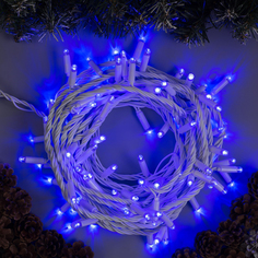 Гирлянда «Нить» 10 м, IP65, УМС, белая нить, 100 LED, свечение синее, 220 В Luazon Lighting