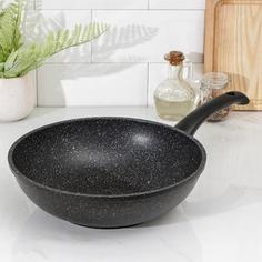 Сковорода WOK Доляна «Элит», d=28 см, пластиковая ручка, цвет чёрный No Brand