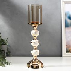 Подсвечник металл на 1 свечу Мраморные шары с золотом 41,5х11,5х11,5 см No Brand