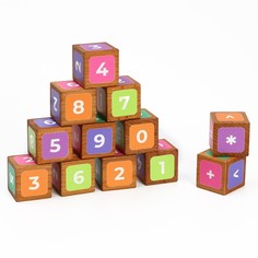 Набор деревянных кубиков с цифрами, 12 шт. Mega Toys