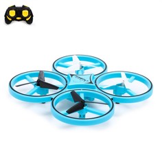 Квадрокоптер радиоуправляемый DRONE, подсветка, работает от аккумулятора, цвет синий No Brand