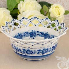 Конфетница "Камелия", гжель, фарфор, 2с No Brand