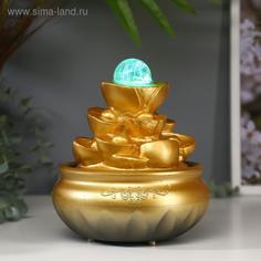 Фонтан настольный от сети, подсветка Гора золотых слитков 18,5х15х15 см No Brand