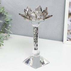Подсвечник стекло на 1 свечу Лотос с камешками 22х12х12 см No Brand