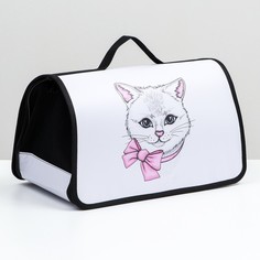 Сумка-переноска для животных каркасная "Кошка с бантиком" 45х25х30 см No Brand
