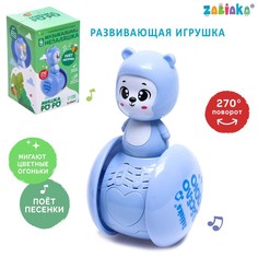 Неваляшка ZABIAKA Мишка Роро голубой, в коробке Забияка
