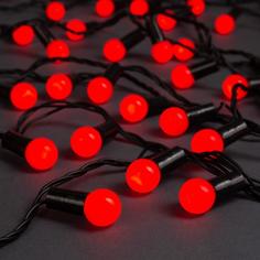 Гирлянда «Нить» 20 м с насадками «Шарики 1.5 см», IP44, тёмная нить, 200 LED, свечение кра No Brand