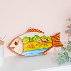 Панно "Рыба пейзаж", малое, 24х1,5 см, микс No Brand