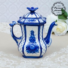Чайник "Ларец № 2", гжель, фарфор, 20х20 см No Brand