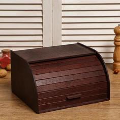 Хлебница деревянная "Корица", прозрачный лак, цвет орех, 29×24.5×16.5 см No Brand