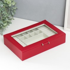 Шкатулка кожзам для украшений "Хэмптонс" красная 5,5х27х18 см No Brand