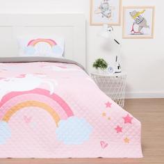 Покрывало детское и наволочка Этель 1,5 сп "Pink unicorn", 145х210 см, 40х60 см, микрофибр