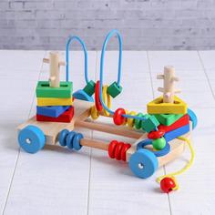 Деревянная игрушка Каталка-лабиринт «Яркие цвета», 23×17×17см Фабрика Фантазий