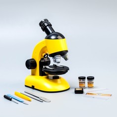 Микроскоп "Юный ученый" кратность до х1200, желтый, подсветка No Brand