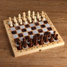 Настольная игра 3 в 1 "Мрамор": шахматы, шашки, нарды (доска дерево 40х40 см) No Brand