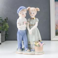 Сувенир керамика "Детишки с корзиной цветов" 21х13х7 см No Brand