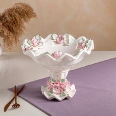 Конфетница "Лотос", лепка, керамика, 22 см, микс