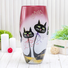 Ваза "Котики" d-12.5см, 30 х14 см No Brand