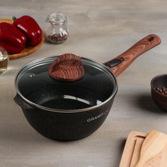 Ковш Grаnit ultrа, 2,2 л, стеклянная крышка, съёмная ручка, антипригарное покрытие, цвет ч Kukmara