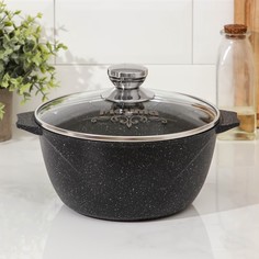 Кастрюля «Гранит black Induction Pro», 3 л, индукция, стеклянная крышка, антипригарное пок Мечта