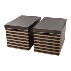 Коробка с крышкой, 2 шт, цвет черный/естественный ПИНГЛА Ikea