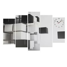 Часы настенные модульные «Чёрно-белая абстракция», 80 × 140 см No Brand