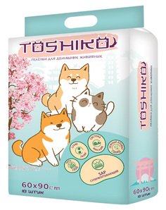 Пеленки Toshiko впитывающие одноразовые с ароматом сакуры 10 шт 60х90 см