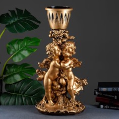 Фигурное кашпо "Пара ангелов" бронза 1,2 л / 27х62х30см Хорошие сувениры